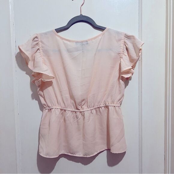 New Glory flutter sleeve ballet pink blouse women’s large like new! - Picture 2 of 3